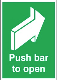 Essential 'push bar to open' fire door signs SSW0307