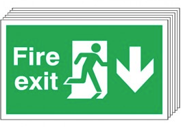 Fire Exit (Arrow Down) 6 Pack Signs SSW0330
