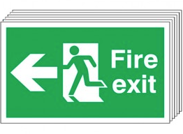 Fire Exit (Arrow Left) 6 Pack Signs SSW0329