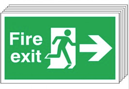Fire Exit (Arrow Right) 6 Pack Signs SSW0328