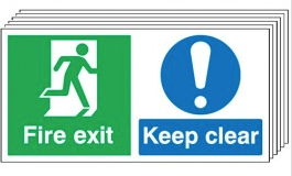 Fire Exit Keep Clear Signs - 6 Pack SSW0333