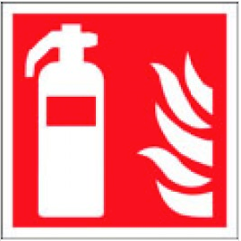 Fire Safety Sign With Fire Extinguisher And Flame Symbols SSW0287