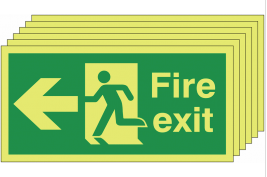 Glow In The Dark Fire Exit Signs (Left-Facing) SSW0317