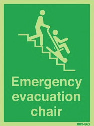 Glow in the Dark Emergency Evacuation Chair Sign with Large Symbol SSW0293