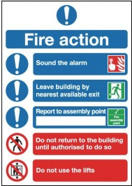 Instructional Fire Action Signs with Symbols SSW0337
