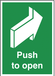 Push to Open Fire Door Sign with Back Arrow SSW0308