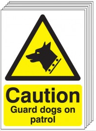 Caution Guard Dogs On Patrol Signs - 6 Pack SSW0050