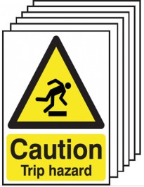 Caution trip hazard warning signs 6 pack SSW0053