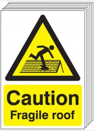 Caution Fragile Roof Signs - 6 Pack SSW0048