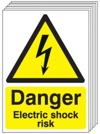 Danger Electric Shock Risk Signs - 6 Pack SSW0277