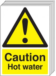 Caution Hot Water Signs - 6 Pack SSW0276