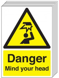 Danger Mind Your Head Signs - 6 Pack SSW0275