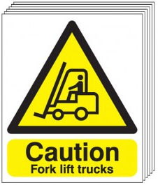 Caution Fork Lift Trucks Signs - 6 Pack SSW0046