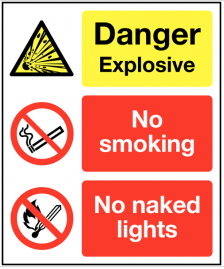 Danger 'no smoking, no naked lights' explosive warning sign SSW0241
