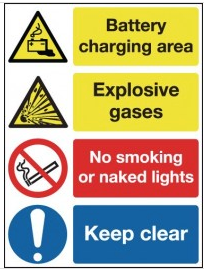 Signs warning of battery charging and explosive gases SSW0230