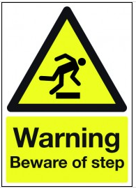Warning Beware Of Step Black And Yellow Hazard Signs SSW0208