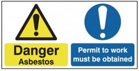 Permit to Work Must be Obtained Asbestos Warning Double Sign SSW0205