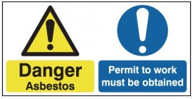 Permit to Work Must be Obtained Asbestos Warning Double Sign SSW0205