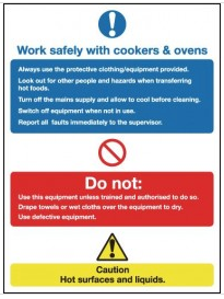 Work safely with cookers & ovens multi-message signs SSW0203