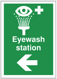 First aid signs for eyewash station and arrow left SSW0191