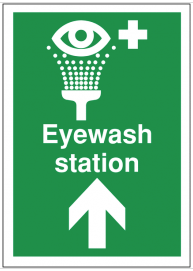 First aid signs for eyewash station and arrow up SSW0190