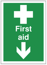 First Aid Signs With Arrow Down SSW0188
