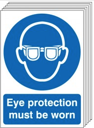 Eye Protection Must Be Worn Signs - 6 Pack SSW0175