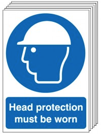 Head Protection Must Be Worn Signs - 6 Pack SSW0172
