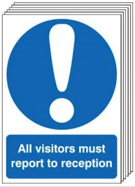 All Visitors Report To Reception Sign 6-Pack SSW0025