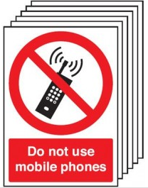 Do Not use Mobile Phones Zone Sign - Pack of six SSW0145