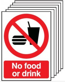 Six Pack No Food And Drink Warning Signs SSW0144