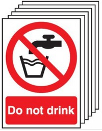 6 Pack of Do Not Drink Signs SSW0018