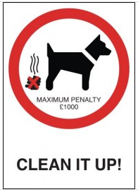 £1,000 fine dog fouling warning sign SSW0139