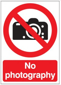 'No Photography' Prohibition Health & Safety Signs SSW0009
