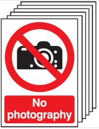 Six Pack No Photography Signs With Camera Symbols SSW0126