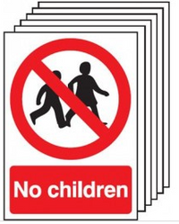 Pack of six signs prohibiting access to children SSW0122