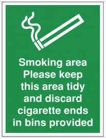 Smoking Area Please Discard Cigarette Ends Sign SSW0104