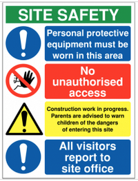 Multi Message Site Safety Signs - PPE Must Be Worn SSW00096