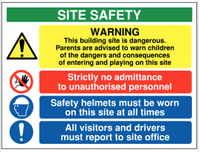 Multi-Message 'This Building Site is Dangerous' Warning Sign SSW0095