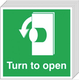 Turn To Open (Anti Clockwise Symbol) 6 Pack Signs SSW0323