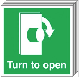 Turn To Open (Clockwise Symbol) 6 Pack Signs SSW0322