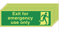Six pack Glow in the dark  Exit for Emergency Use Only Sign SSW0321