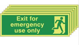 Six pack Glow in the dark  Exit for Emergency Use Only Sign SSW0321